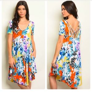 Pk of 3 Floral Knit Dress S M L CrissCross Back